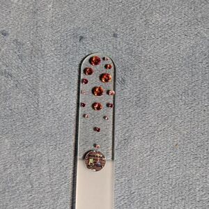 🆕7.5" Clear Czech Crystal Nail File W/BEAUTIFUL PINK & ORANGE SWARO…
